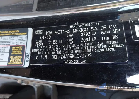 2019 Kia Forte Fe from USA, damaged, VIN 3KPF24AD9KE079739